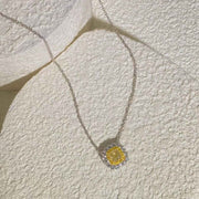 Natural Yellow Diamond Necklace D0.72 d0.347ct 18K